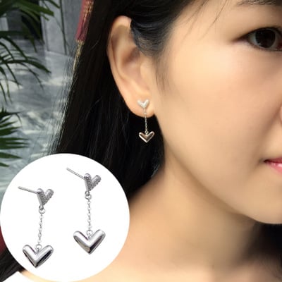 925 Sterling Silver Heart-Shaped Earrings